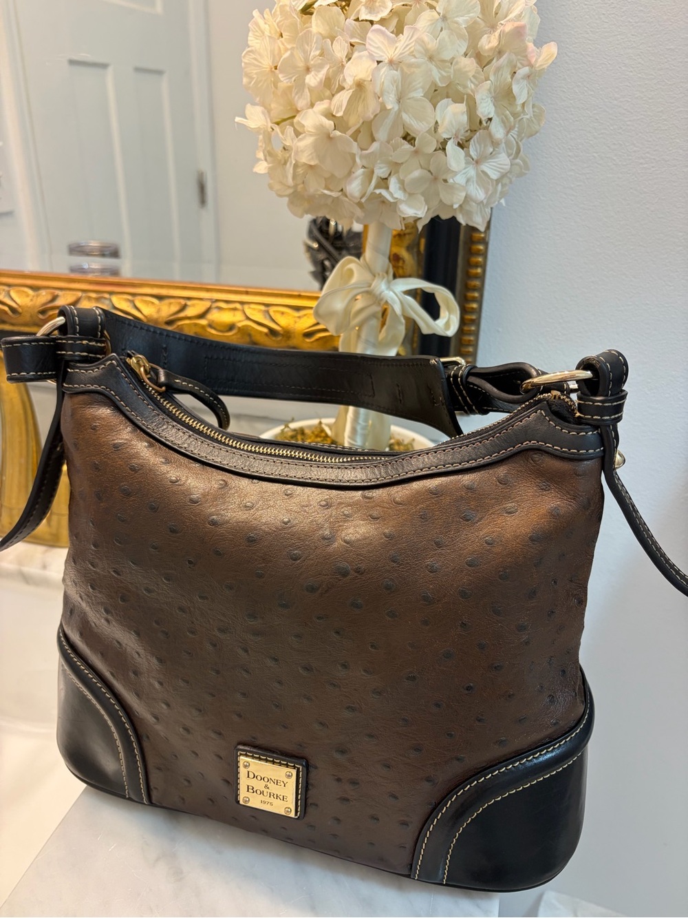 Vintage Dooney & Bourke 1975 ostrich-embossed leather bag